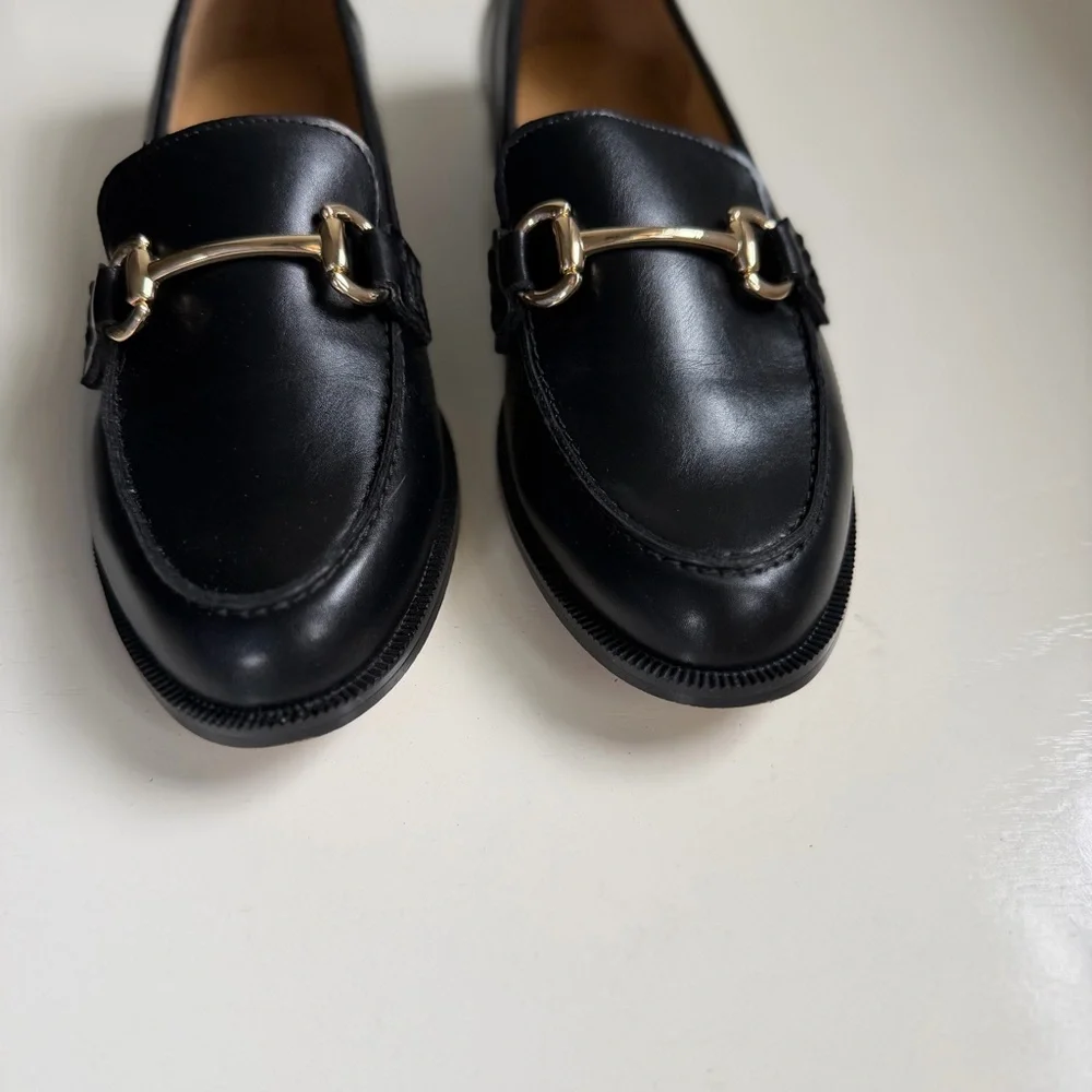 J Crew Horsebit Loafers Black Size 7.5 Classic Academia Old Money Preppy - Picture 3 of 11